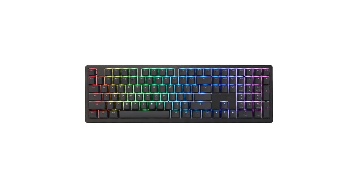 DuckyZero 6108 Classic Black, gaming toetsenbord  (Zwart/wit, US lay-out, Cherry MX2A Red, RGB leds, Double-shot PBT, hot swap, 2.4GHz | Bluetooth | USB-C)