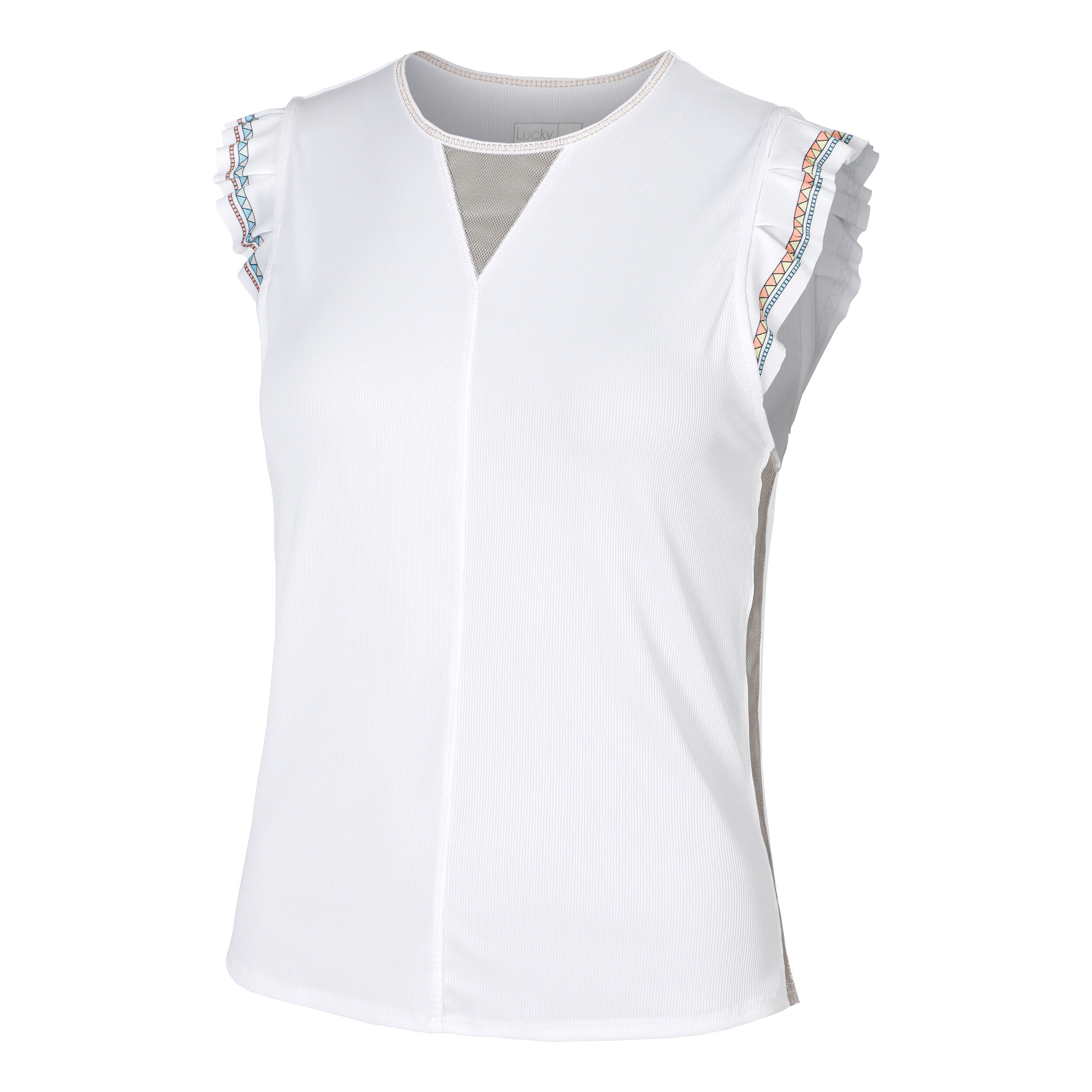 Lucky in Love Premier Ruffle Débardeur Tank Top Femmes - Blanc