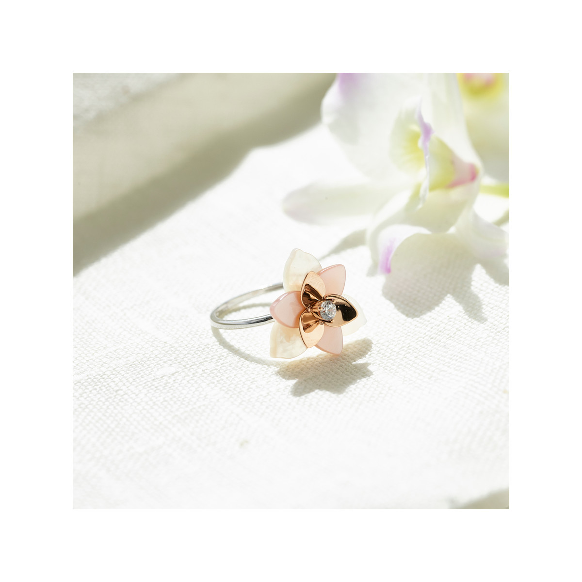 Bague 2 ors 375 nacres zirconia