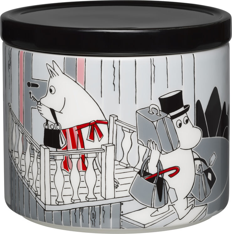 Moomin Arabia Mumi flytter 70cl krukke Gråmeleret