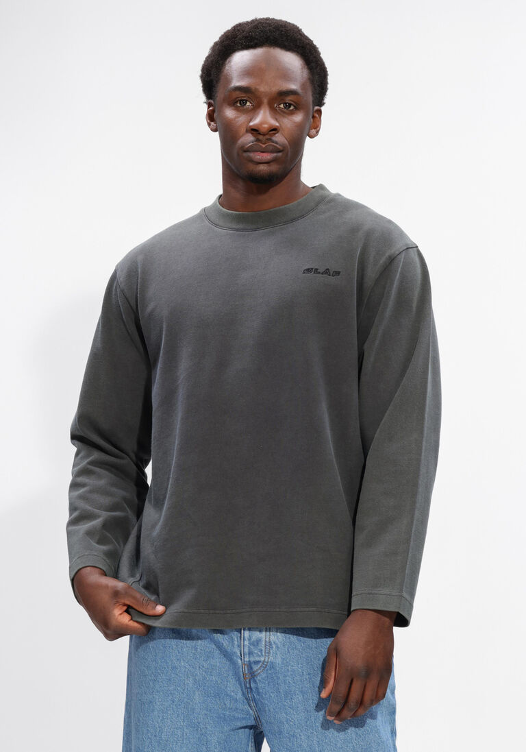 donkergrijze olaf hussein t-shirt washed studio ls tee
