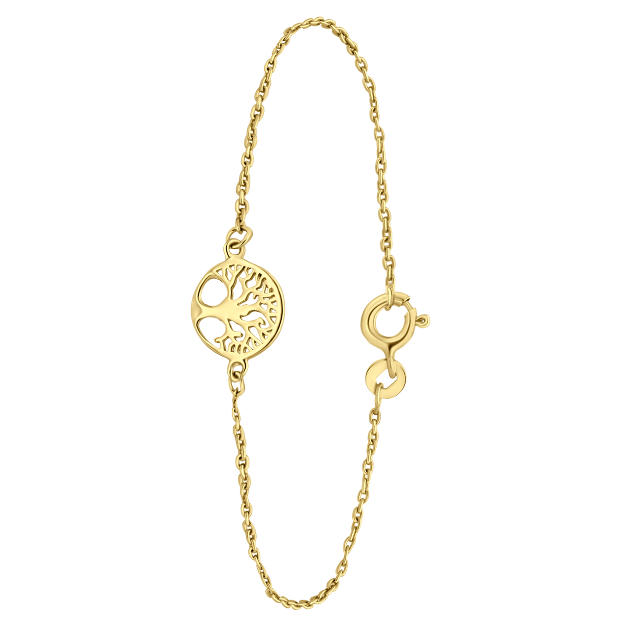 Zilveren goldplated armband levensboom