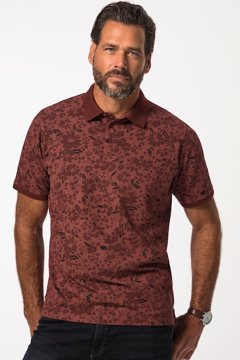 JP 1880 Poloshirt, Halbarm, Piqué, florales Muster, Vintage Look, bis 8 XL
