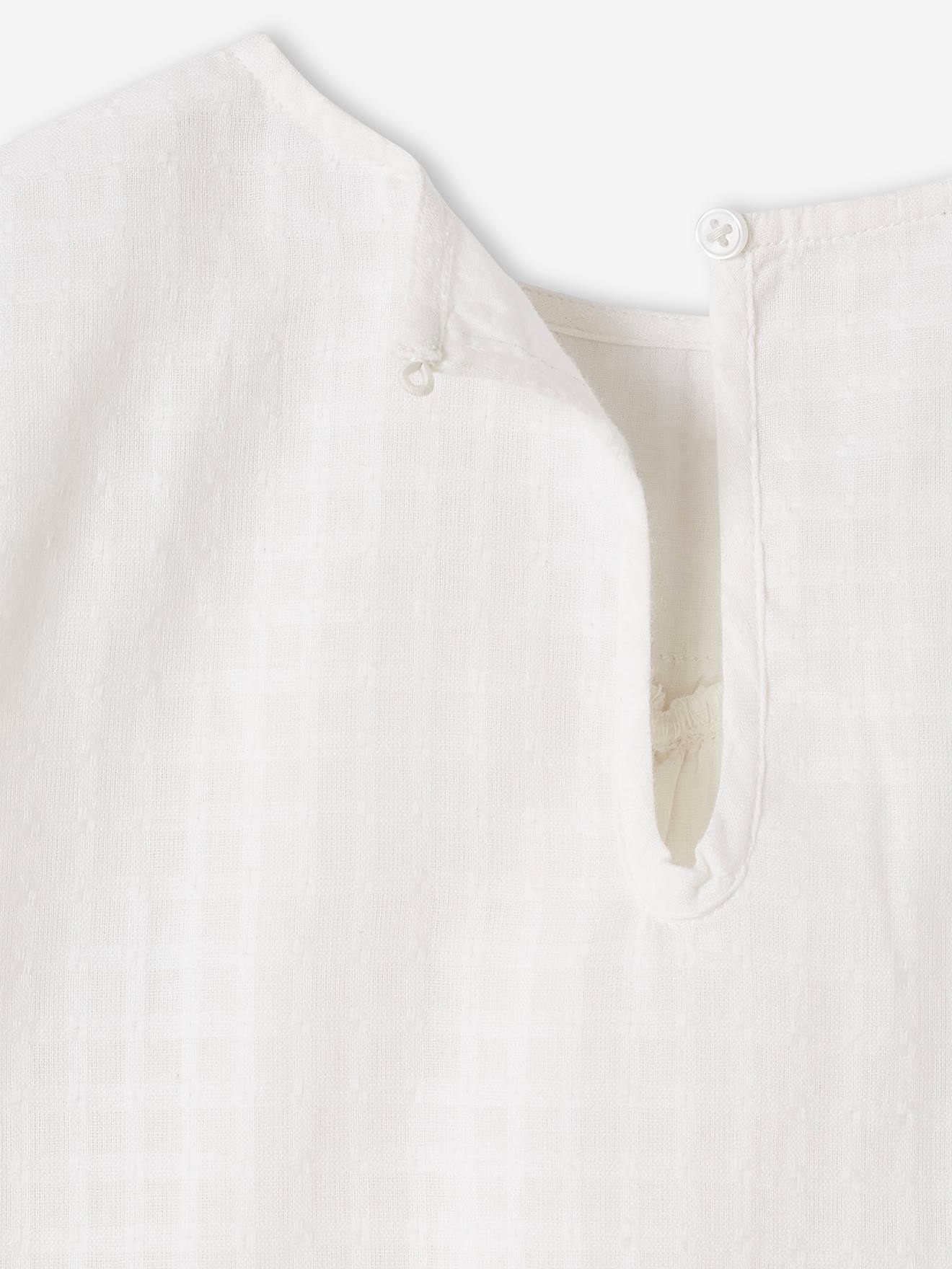 Blusa azul marinho com babados e efeito texturizado para meninas