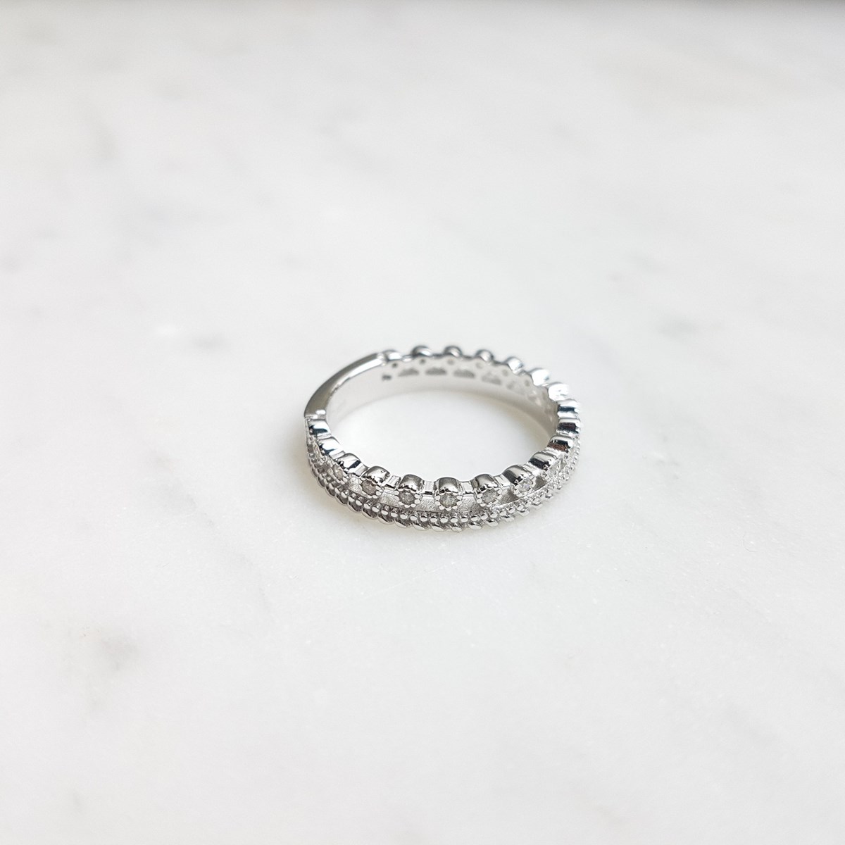 Bague Fine Argent Couronne Pierres Precieuses Zirconium