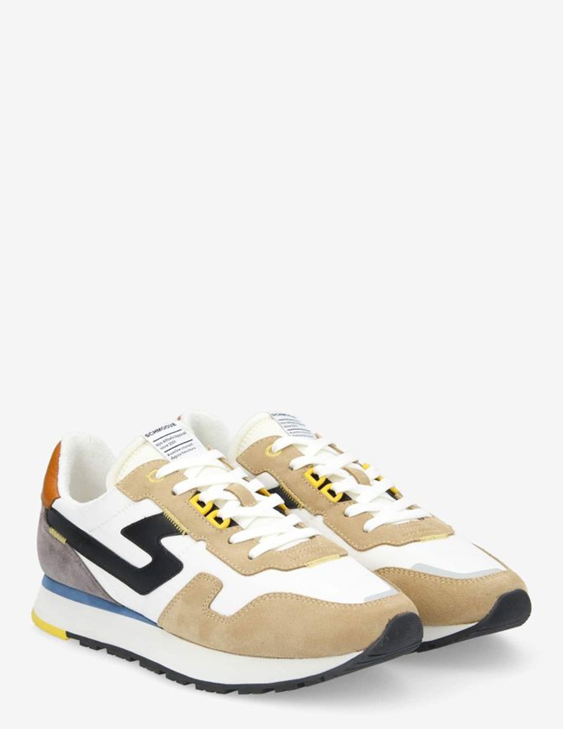 schmoove Baskets de ville Homme Athene Runner M Beige/Marron/Noir Toile et Daim