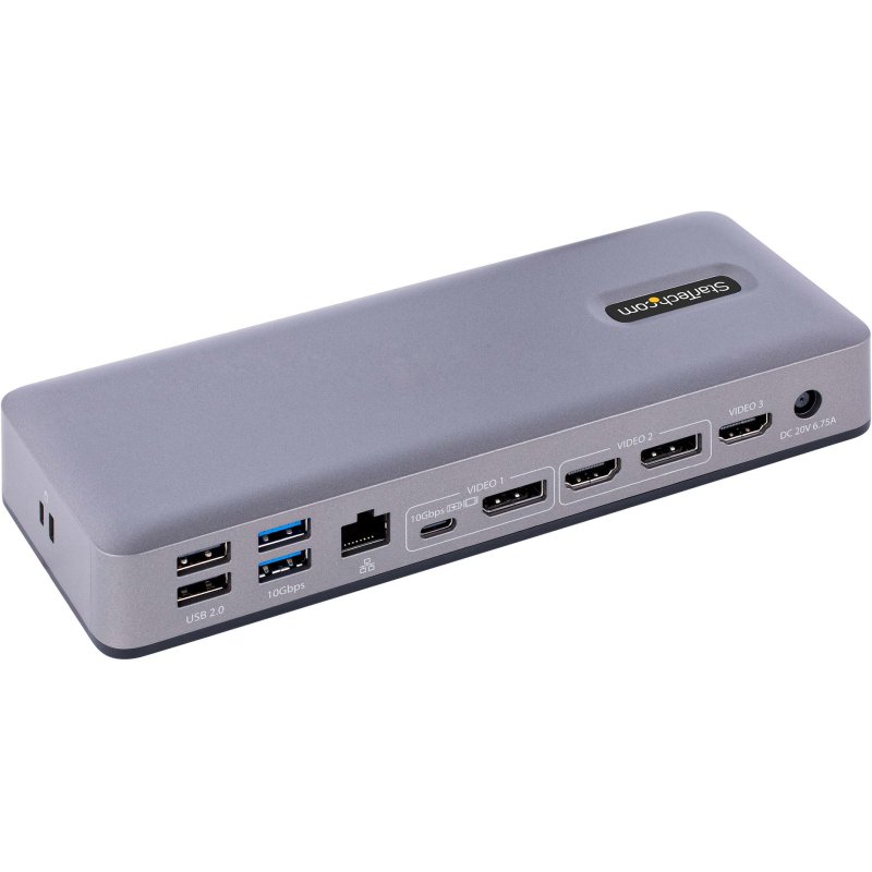 StarTech.com Station d'Accueil USB-C - Hub USB-C Multi-Moniteur HDMI/DP/DP Alt Mode - 3x 4K30 / 2x 4K60 - Dock USB 7 ports - 60W Power Delivery 3.0 - GbE - 3.5 Audio - Station d'Accueil Universelle