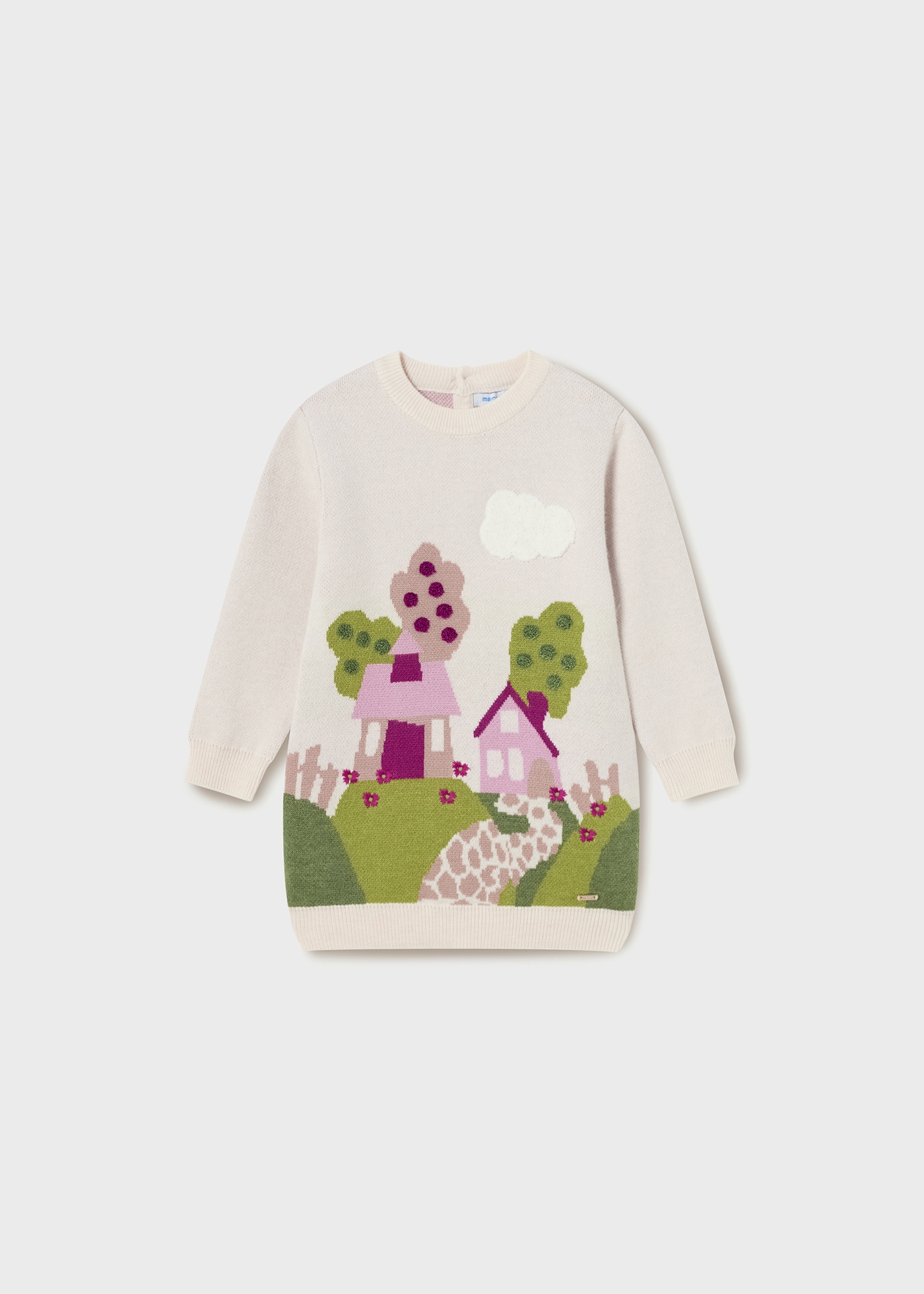vestido de malha intársia para bebê