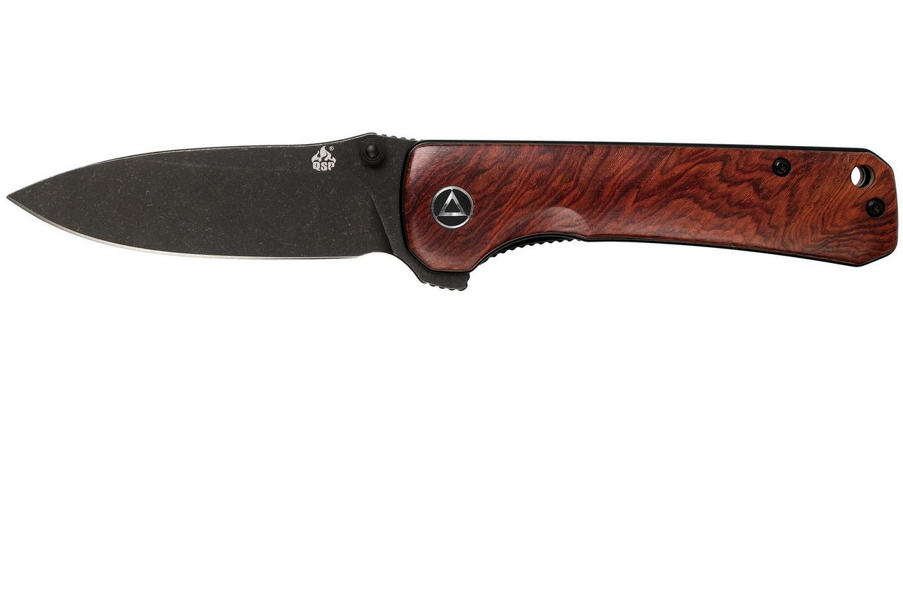 QSP Knife Hawk QS131-O2 Mkuruti Wood, Blackwashed, zakmes