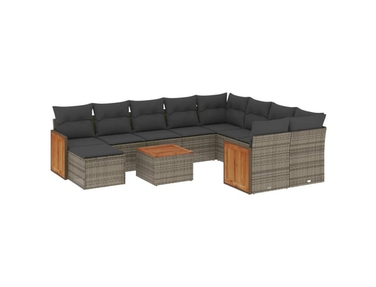 VIDAXL - Salon extérieur Salon de jardin 11 pcs avec coussins gris résine tressée