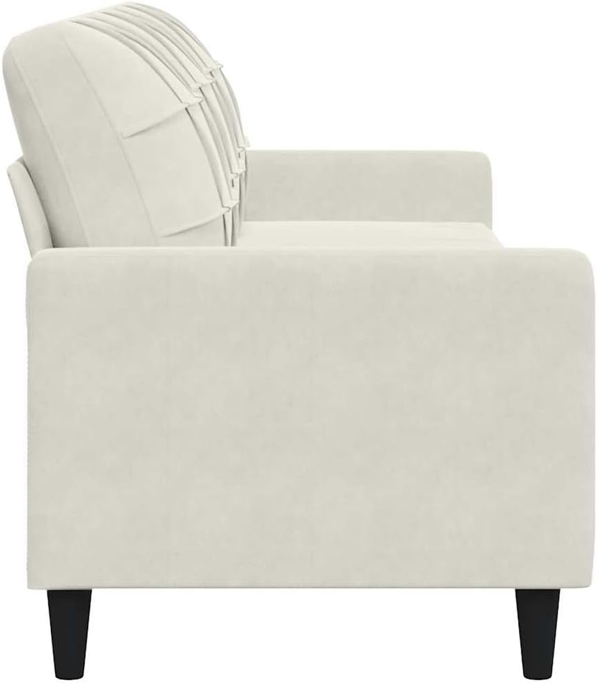 3-Sitzer-Sofa 210 cm aus cremefarbenem Samt, weicher Stoff mit stabilem Metallrahmen, Schaumstoffpolsterung für maximalen Komfort, modernes Design für Wohnzimmer und Entspannung,