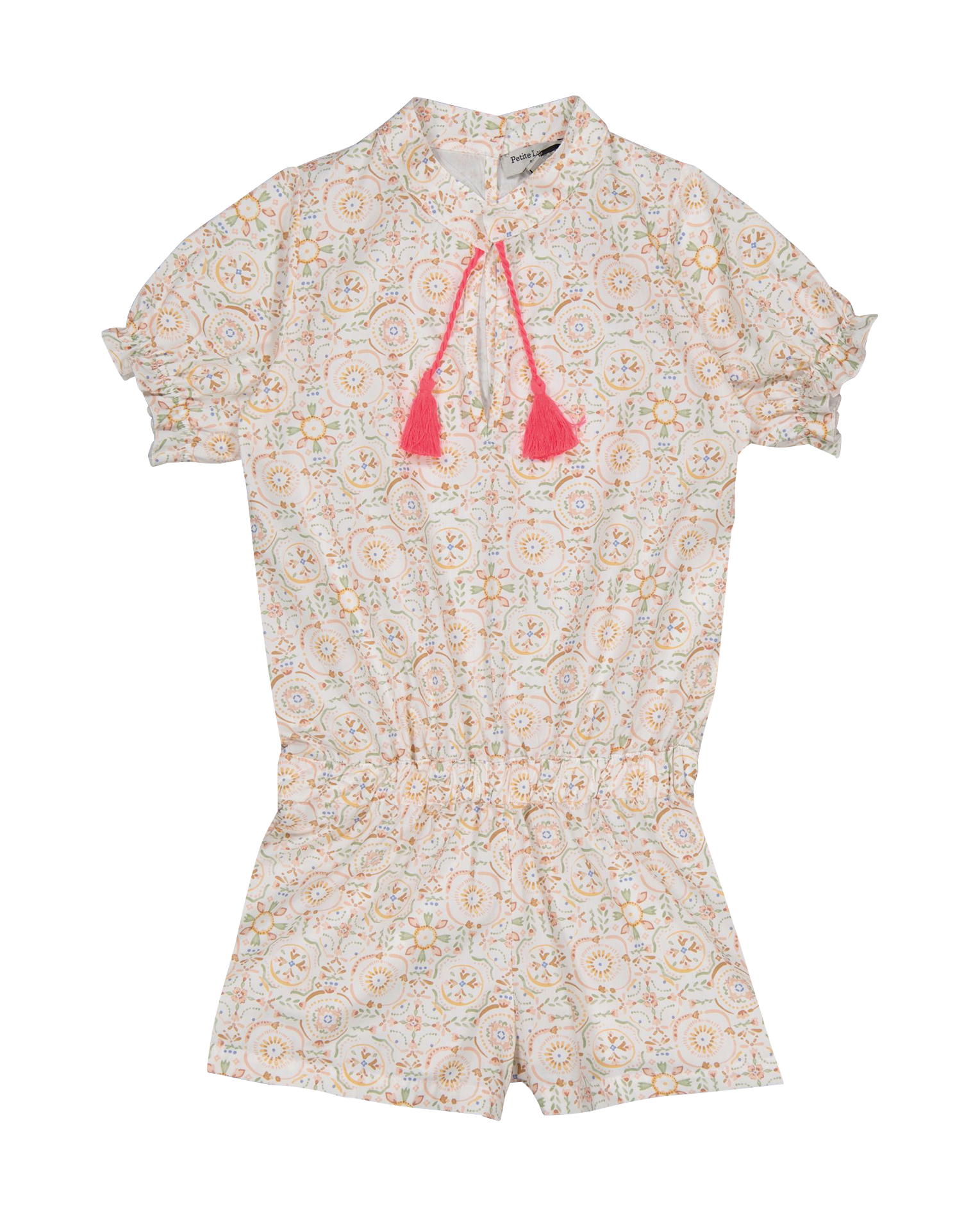 STEPHANIE - Combi-short imprimée en coton bio | Beige
