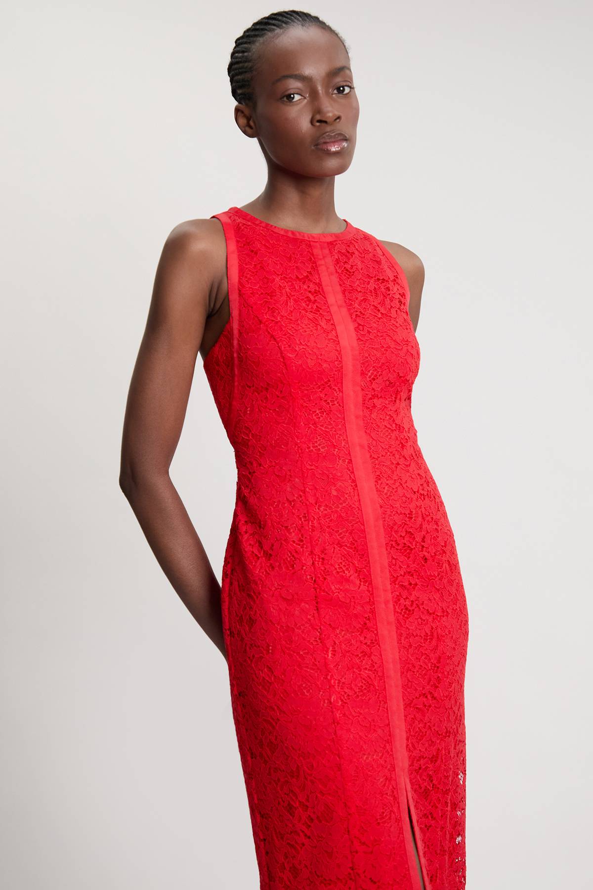 KarenMillen Robe Midi Tissée En Dentelle Sans Manches Petite