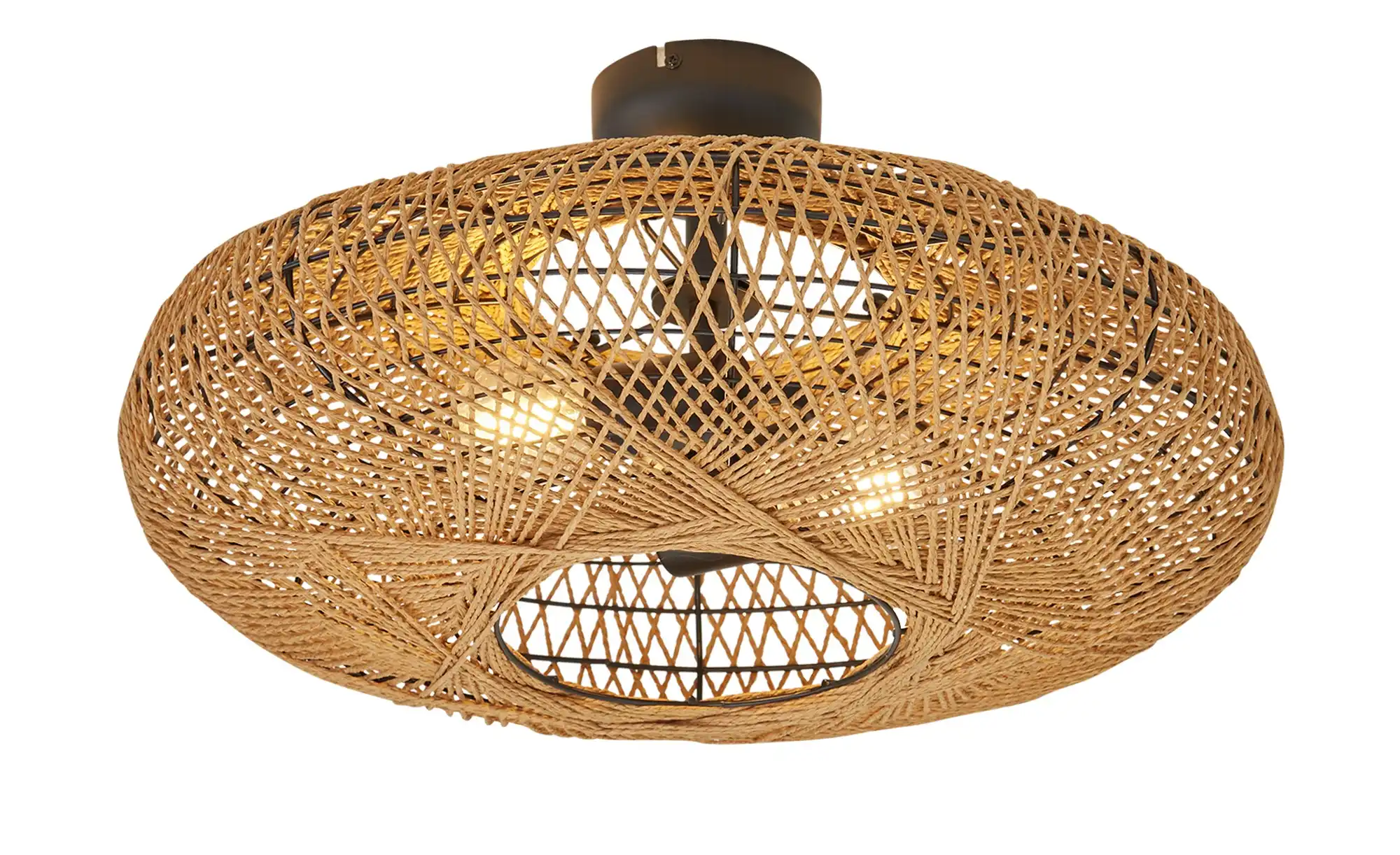 Trio Deckenleuchte, 2-flammig, Schirm aus Sisal