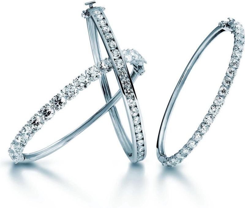 Diamonfire - Zilveren Bangle - Zirkonia in Railzetting - 60 mm
