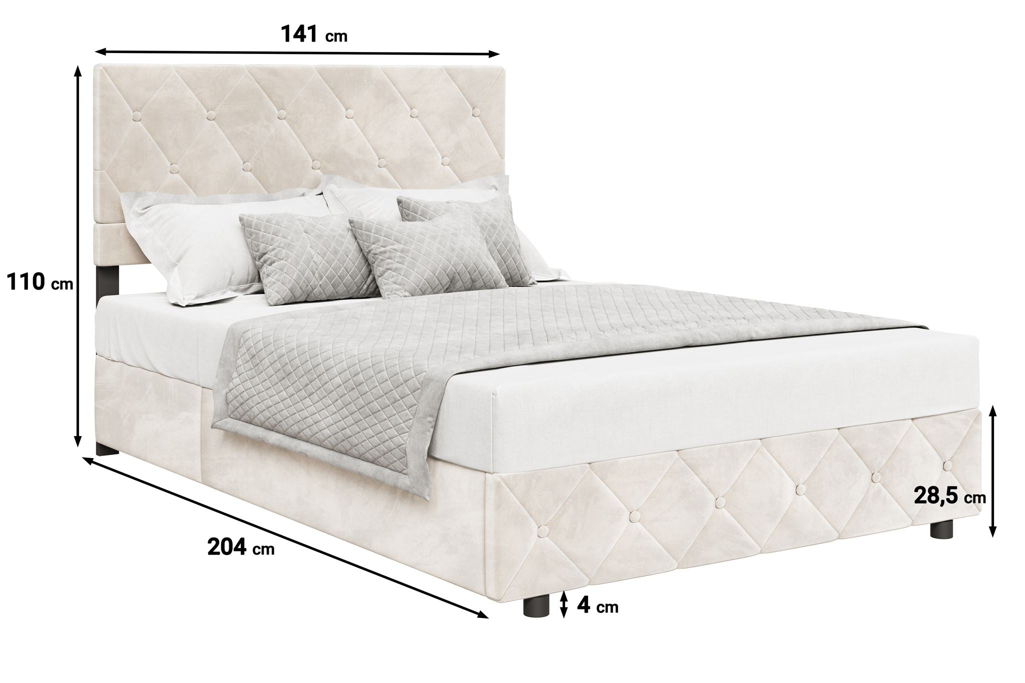 Hernandez - Tweepersoonsbed met opbergruimte - Beige - 140x200 cm