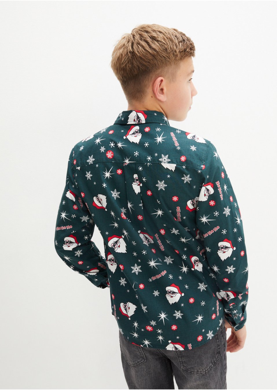 Chemise manches longues garçon à motif de Noël, Slim Fit