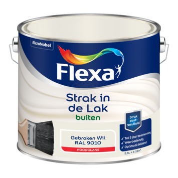 Flexa Strak in de Lak buitenlak hoogglans RAL 9010 gebroken wit 2,5 liter