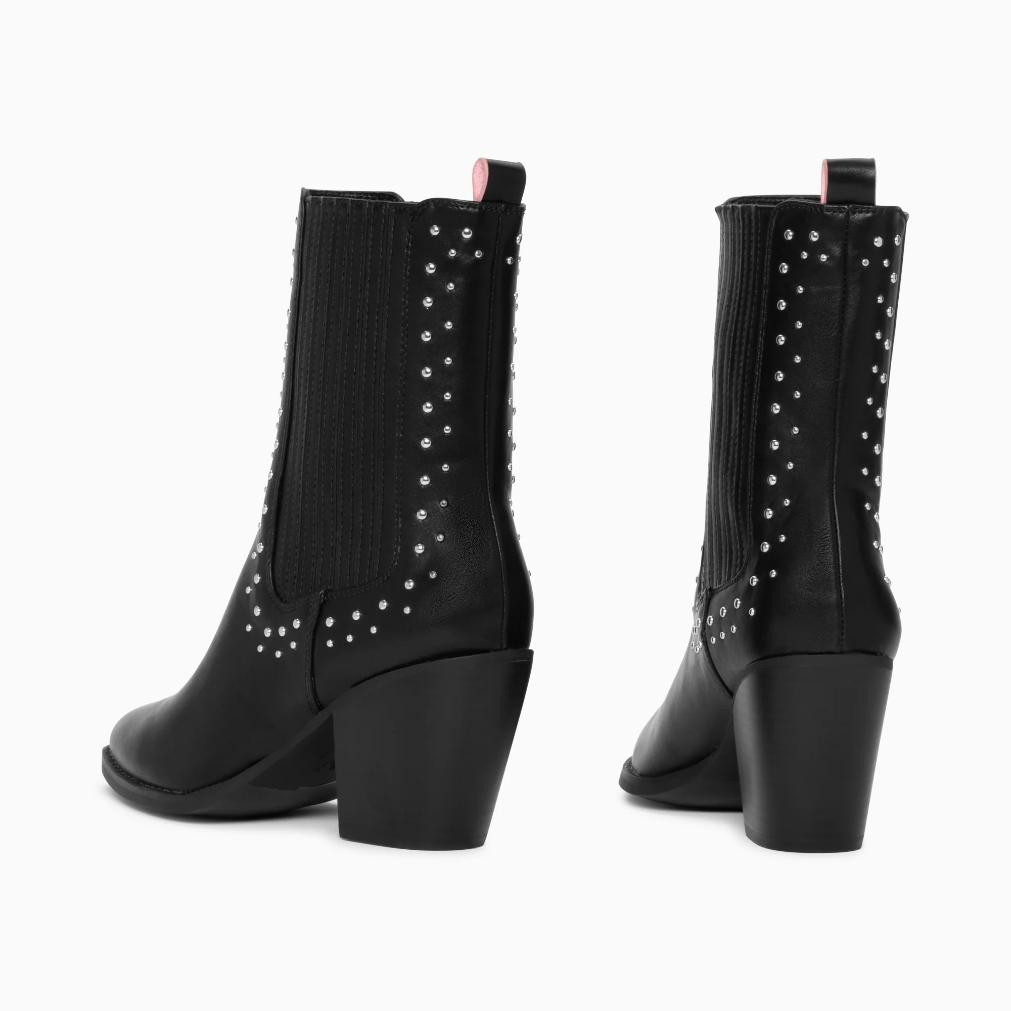 Bottines-Bottines santiags Rivoli montantes noires à clous