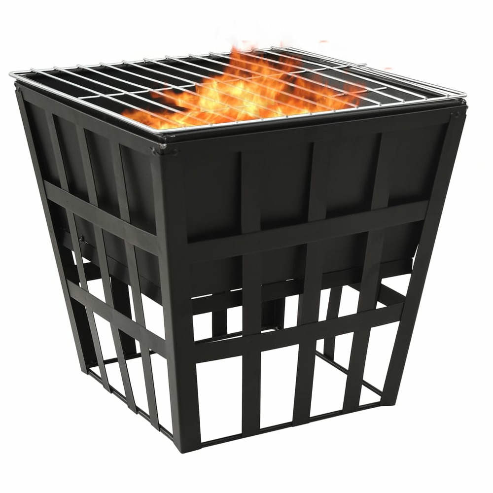 Foyer et barbecue 2 en 1 34x34x48 cm acier