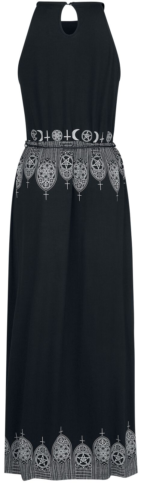 Robe Longue Noire Avec Imprimé & Ceinture Fine | Gothicana by EMP Robe longue