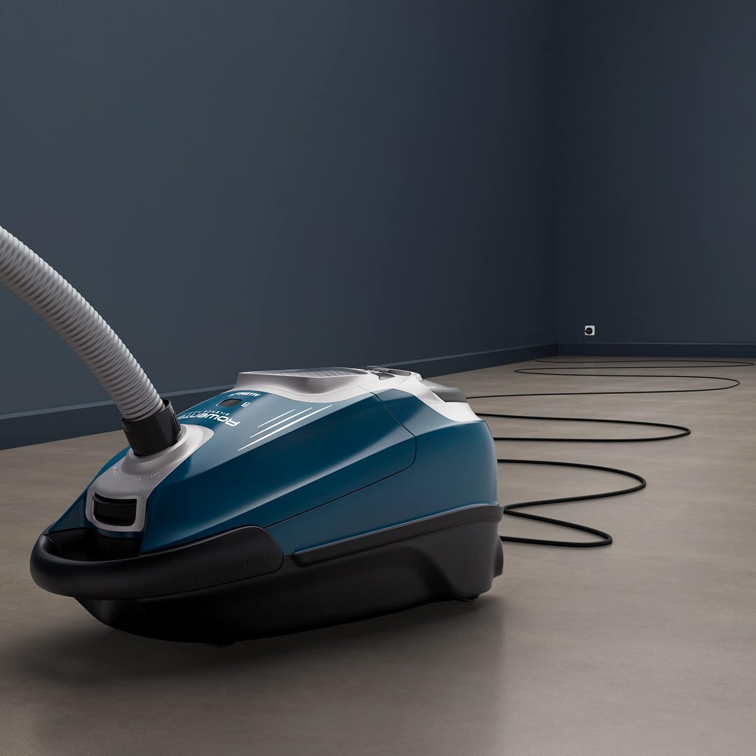 Rowenta Silence Force Effitech Bodenstaubsauger mit Beutel, 400 Watt, extrem leise mit 57 dB(A), energieeffizienter Effitech-Motor, Permanent-Filter, Staubbeutelfüllanzeige, Dunkelblau, RO7451