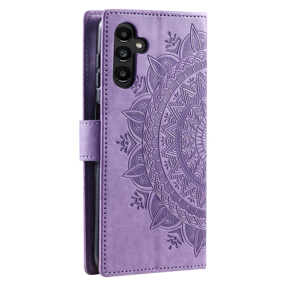 Samsung Galaxy A26 / A17 Leder Tasche Wallet - Mandala Flowers Imprint - Lila