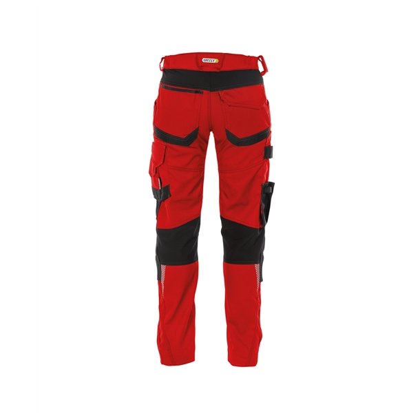 Dassy ® Dynax Damearbejdbukser med stretch og knælommer Rød/sort