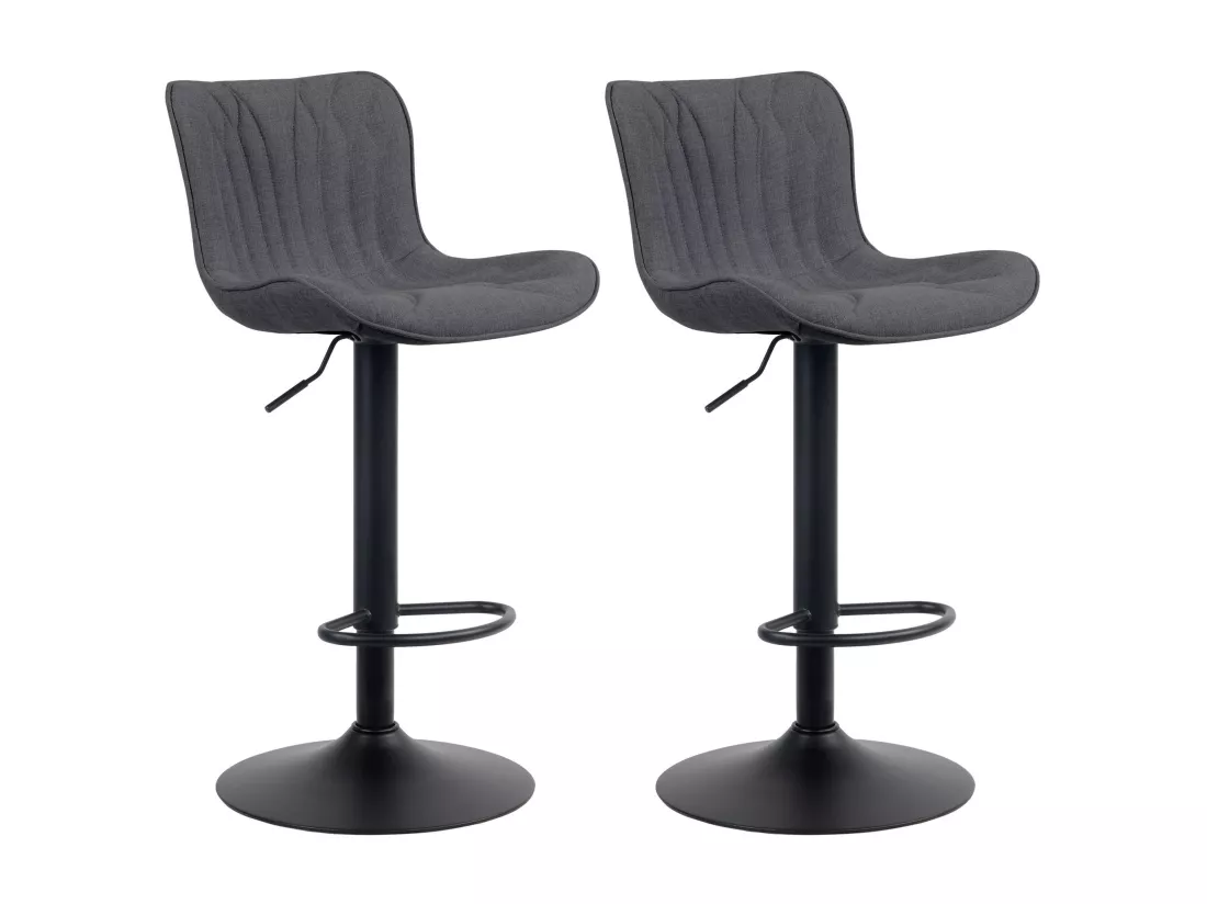 Lot de 2 Tabouret de bar - Tissu - Noir - Linus
