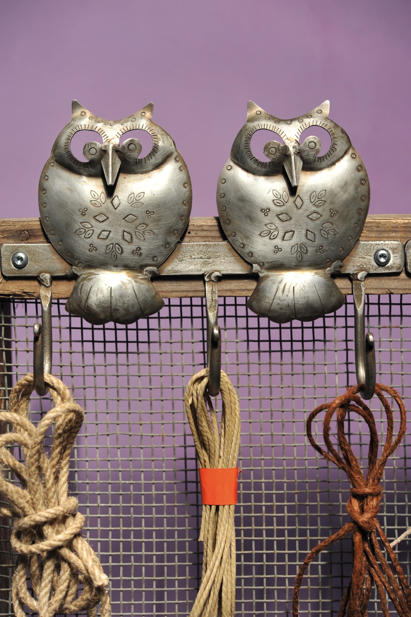 Wandhaken 3er 'Owls', silber, B 23 cm, H 17 cm, L 4 cm von fischer's lagerhaus
