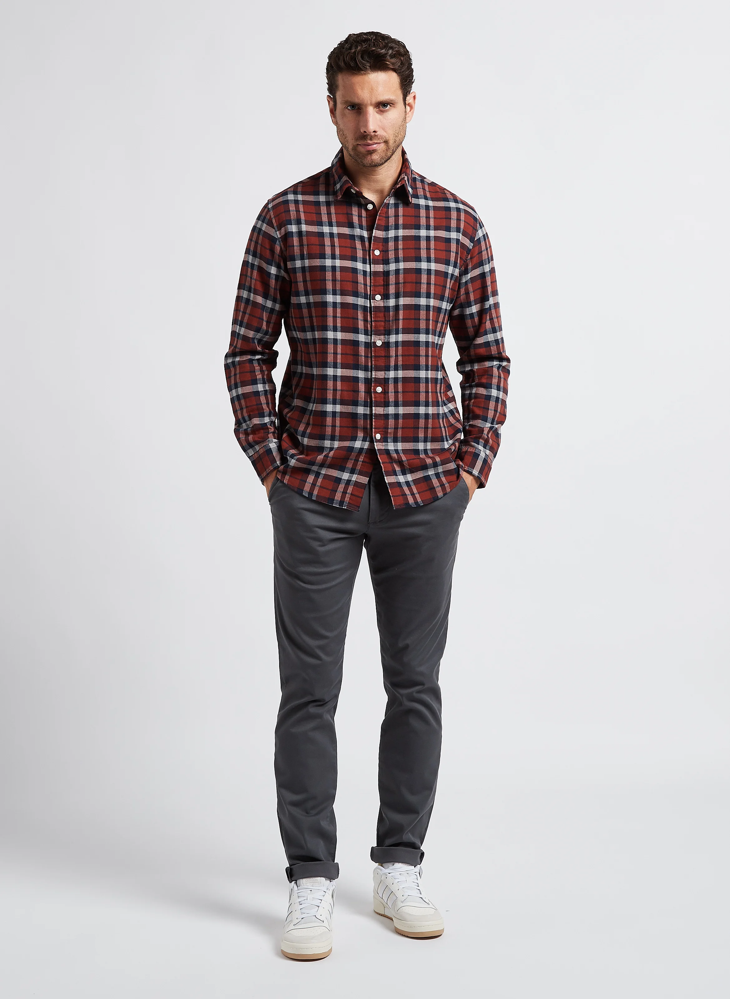 Chemise droit col classique en coton | Marron