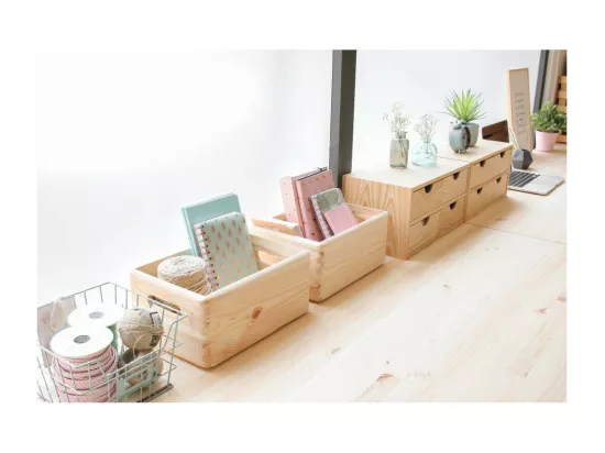 Caisse en bois de rangement 40 x 30 x 7 cm