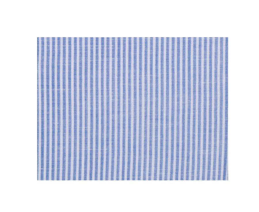 Chemise coton et lin Bleu Océan et liseré Blanc - EDIBERT