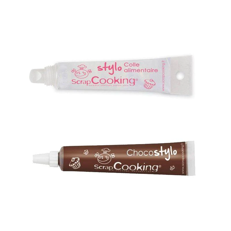 Colle alimentaire en tube + Stylo chocolat Scrapcooking