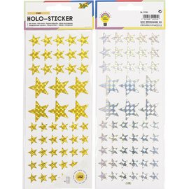 Sticker holographique 'Etoiles', or et argent