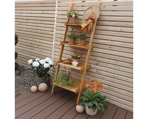 Houten bloemenladder “Helma”, 46 x 58 x 177 cm, honingkleurig