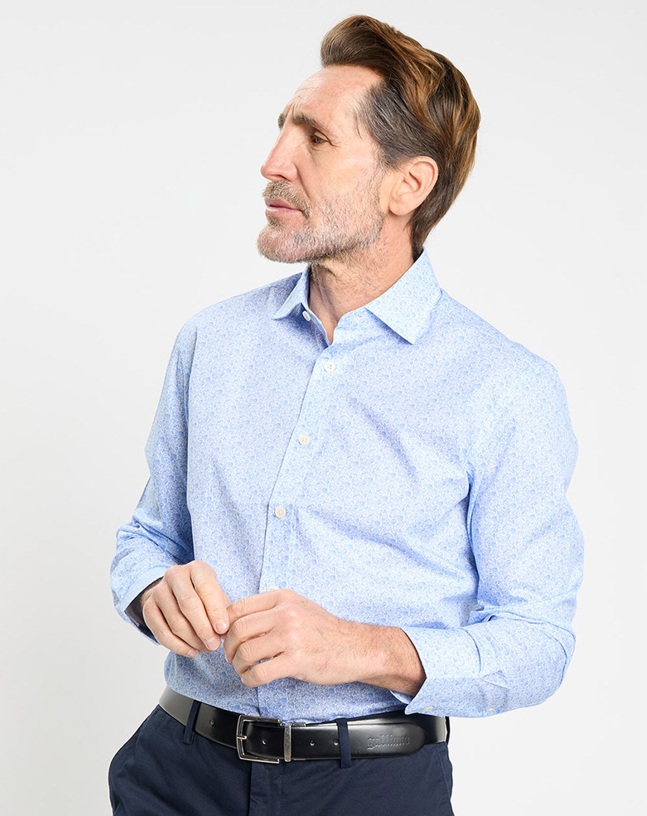 Hackett London Chemise Slim Fit à imprimé coquillage bleu ciel