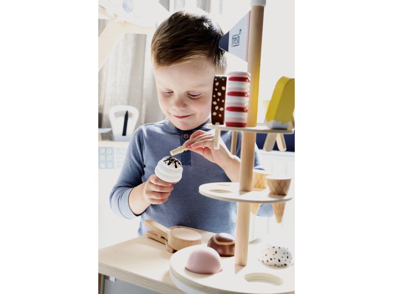small foot Eisständer fresh Holz-Eisstand mit Eiswaffeln, Kugeln und Stieleis für Rollenspiele