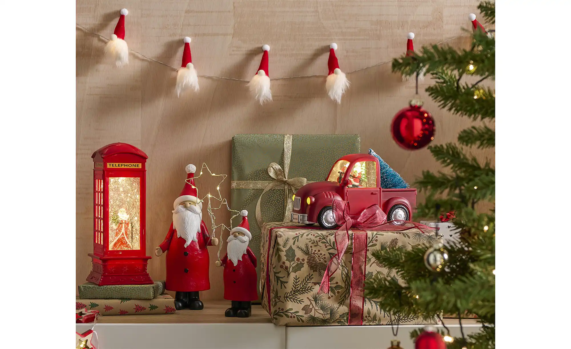 LED Telefonzelle mit Weihnachtsmann
