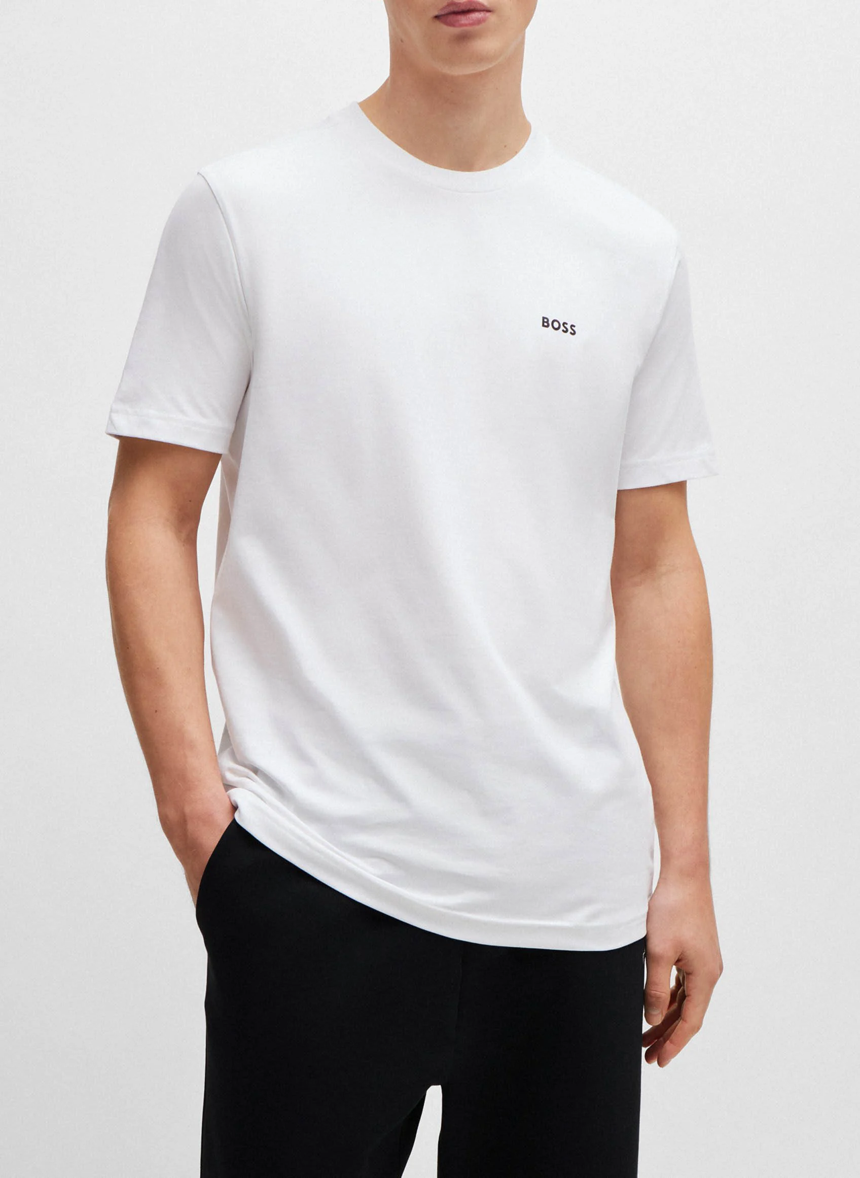 Tee-shirt col rond en coton mélangé | Blanc