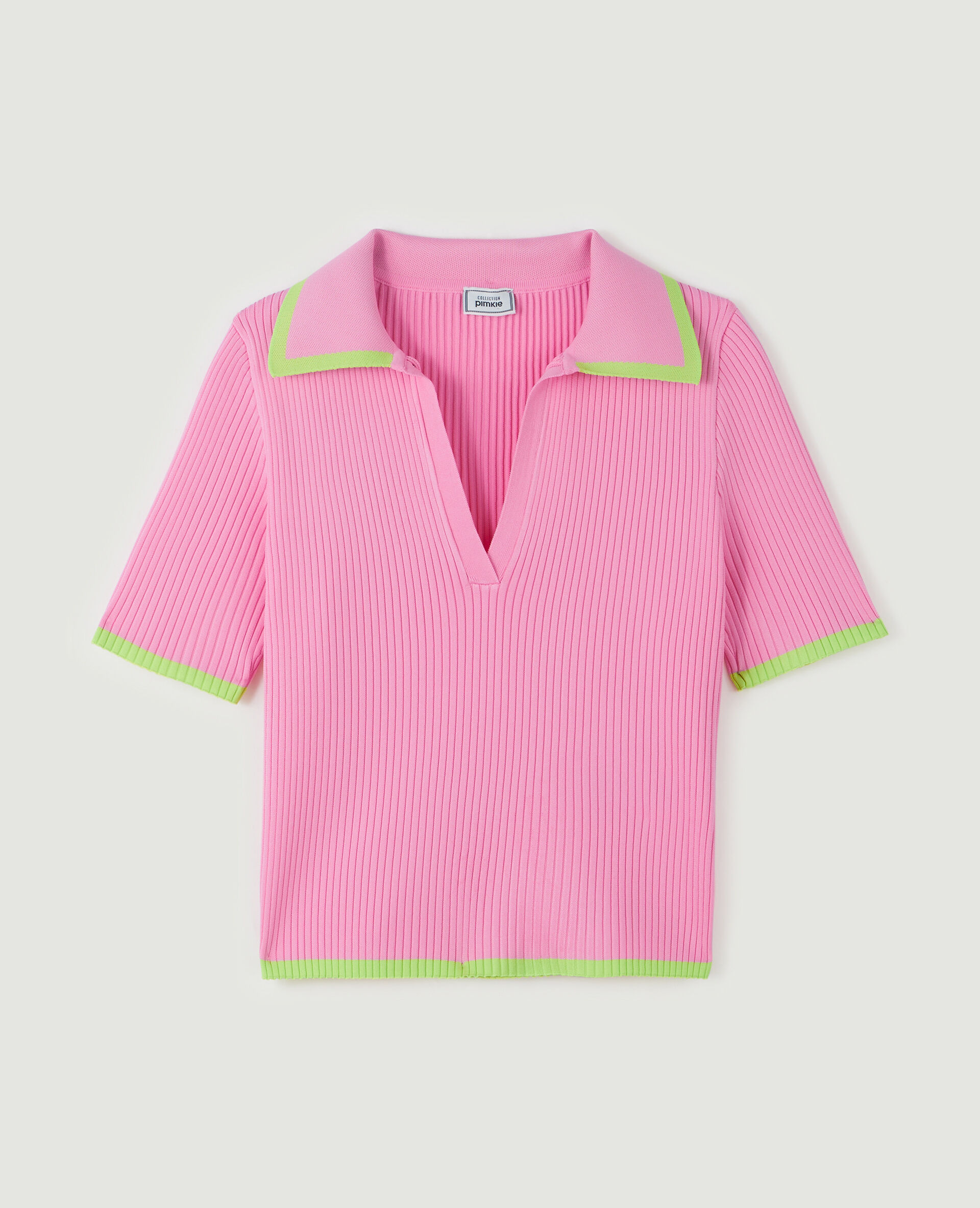 Top court avec col polo - Rose