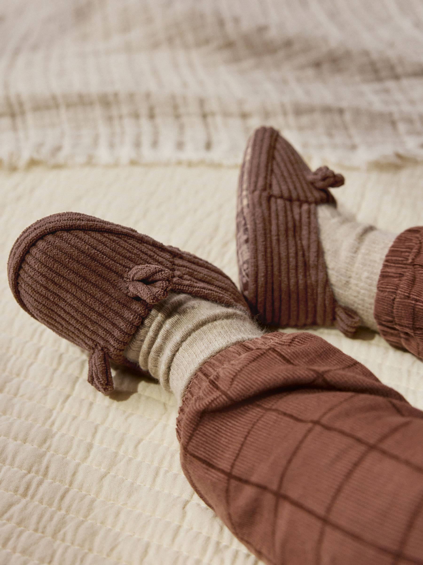 Chocoladebruin beer - Instapschoenen voor baby's (0-2mnd)