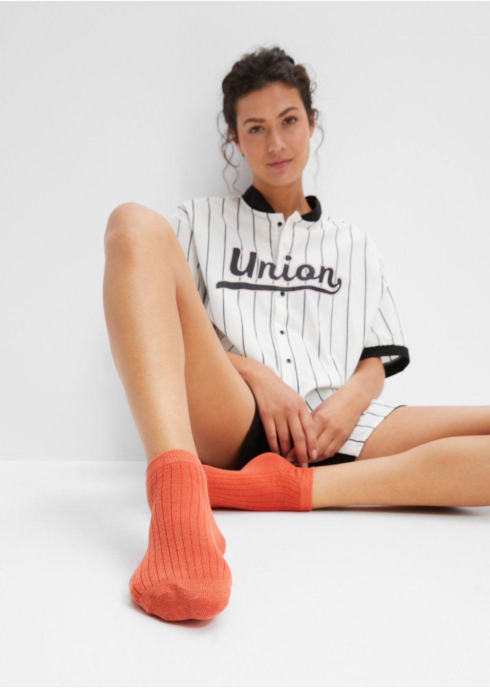 Lot de 10 paires de chaussettes courtes en structure côtelée avec coton
