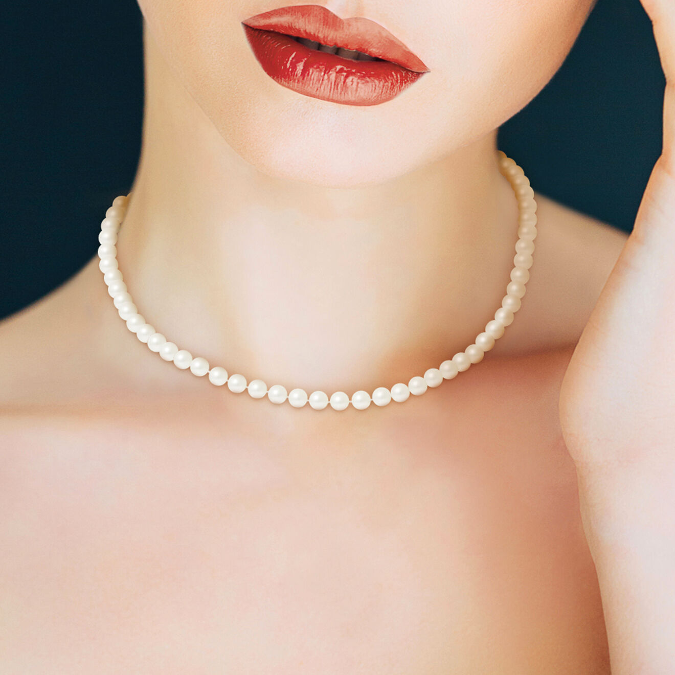 Mitzuko Collier Or Jaune Rang Perles d'Eau Douce blanc naturel