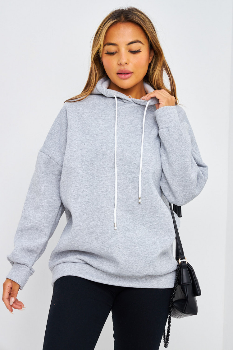 Sweat gris à capuche
