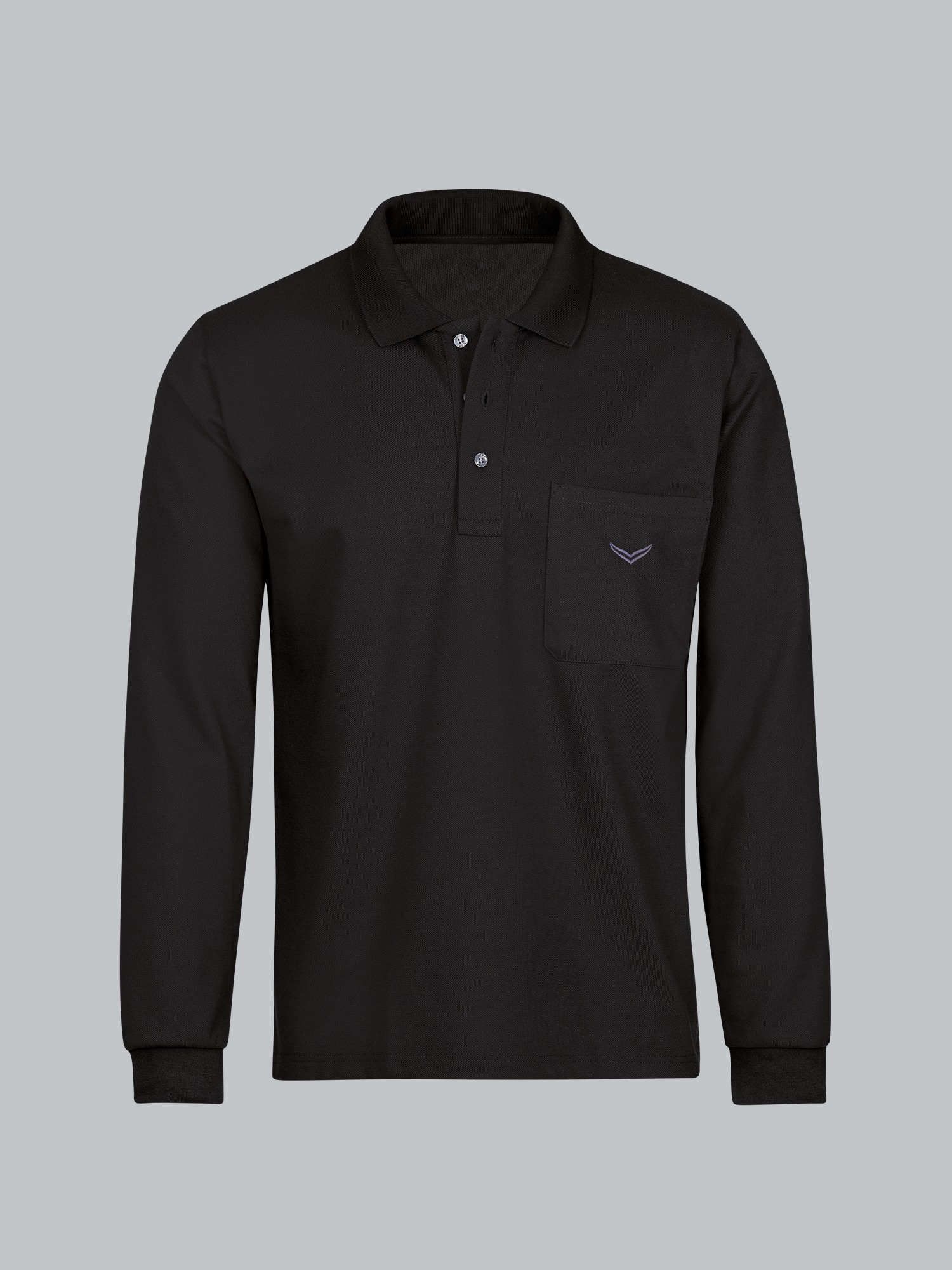 Langarm Poloshirt aus Baumwolle Schwarz