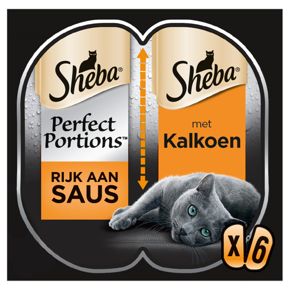 8x Sheba Perfect Portions Adult Kattenvoer Natvoer Luxe Kalkoen in Saus3 x 2 stuks