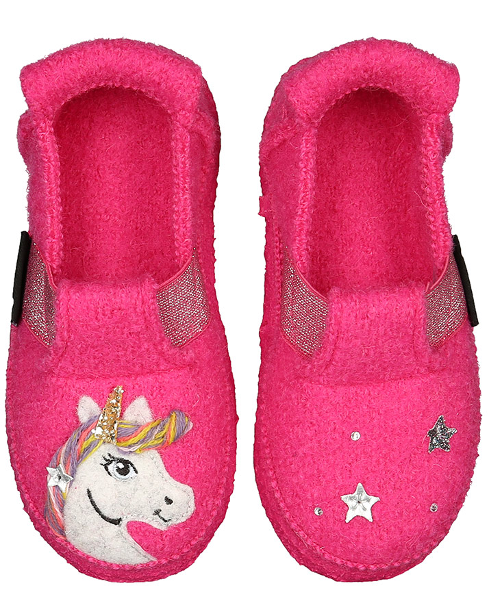 Schlupf-Hausschuhe UNICORN mit Glitzer in pink