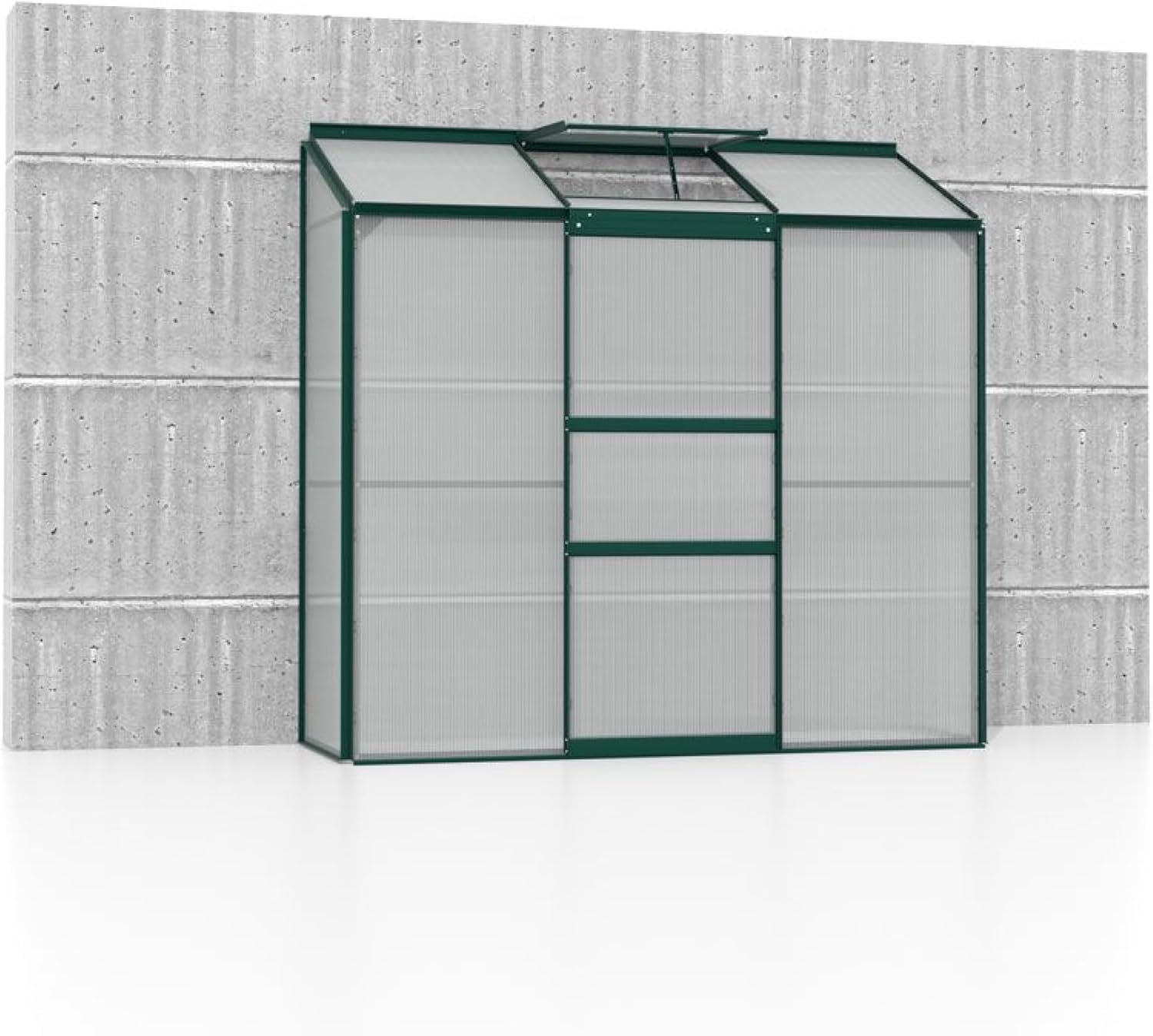 Vitavia Anlehn-Gewächshaus Styx 1300', smaragd, 1,3 m², 4 mm HKP | Wetterfestes & stabiles Wand-Gewächshaus zur Pflanzenanzucht | Ideales Treibhaus für Gemüse, Kräuter & Blumen