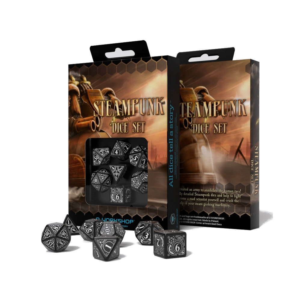 Set de 7 Dés - Steampunk - Noir / Blanc